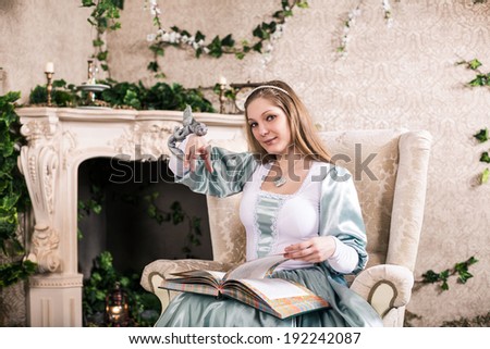 Photo of romantic woman in fairy garden