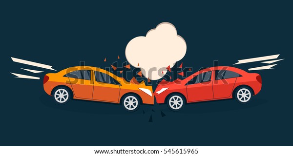 Accident road\
situation. Car accident comic style illustration.  Car accident\
flat design. Car crash\
banner.