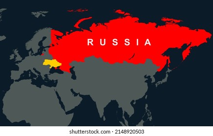 Russia Ukraine Europe On World Map Stock Illustration 2148920503 ...