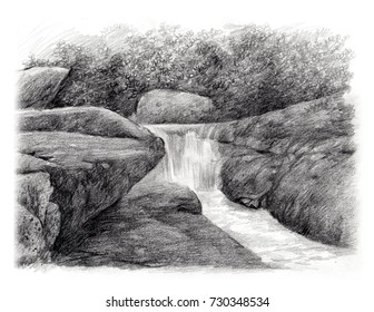 Pencil Drawing River Stock Illustrations Images Vectors Shutterstock