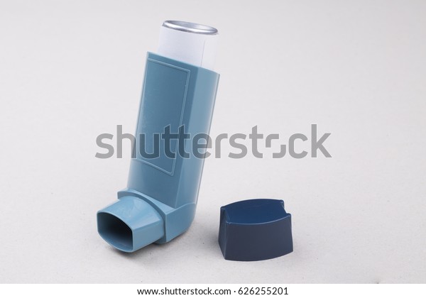 Asthma Inhaler On Gray Background Stock Photo (Edit Now) 626255201