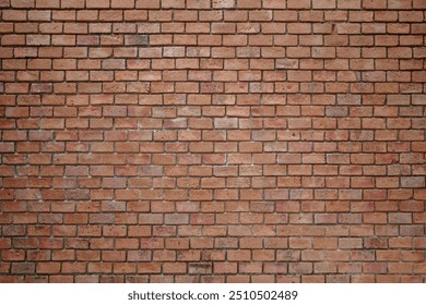 A high-resolution image of a rustic red brick wall. 