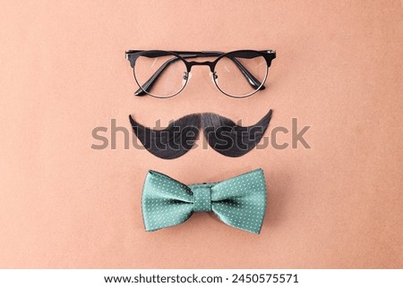 Similar – Funny face on paper bag with glasses and mustache