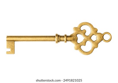 Old key isolated on white background with clipping path