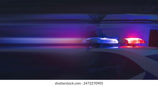 Police car in the city at night.