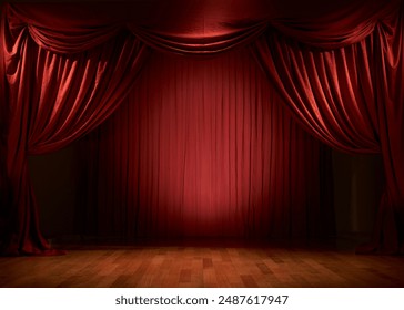 Stage curtain with round light in the middle