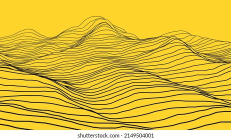 3d topology stripe line, contour mountain line, concept for hill mountain trekking background.