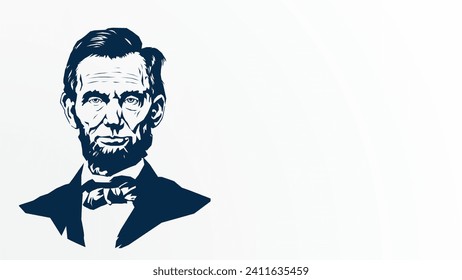 Abraham Lincoln Vector Illustration background, banner, and poster.Vector illustration with blue color, white background and copy space area