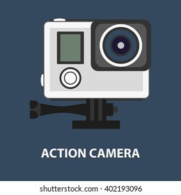 Action camera logo. Camera for active sports. Ultra HD. 4K