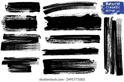 art black ink abstract brush stroke paint background Grunge Paint Roller . Vector brush Stroke . Distressed banner . Black stripes isolated. paintbrush collection . Modern Textured shape,eps8