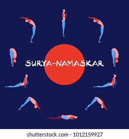 Asana Set Modern Linear Drawing Yoga Stock Vector (Royalty Free ...