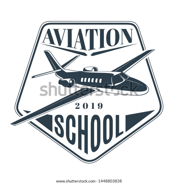 Aviation School Logo Flying Airplane Retro Stock Vector (Royalty Free ...