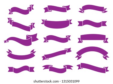 Banners and ribbons set isolated on white background. Collection of trendy banners and ribbons for web site, tag, label, sticker, and badge. Creative art concept, vector illustration