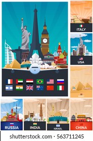 Big Collection Travel Posters Country Vector Stock Vector (Royalty Free ...