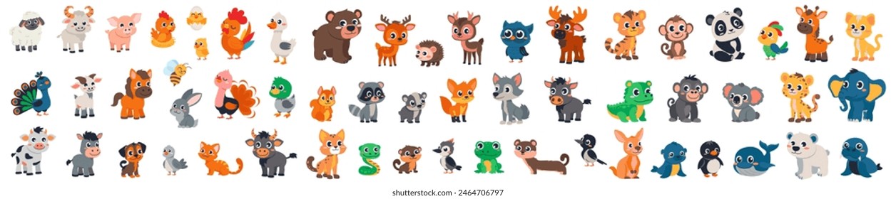 Big Set of animal cartoon vectors set