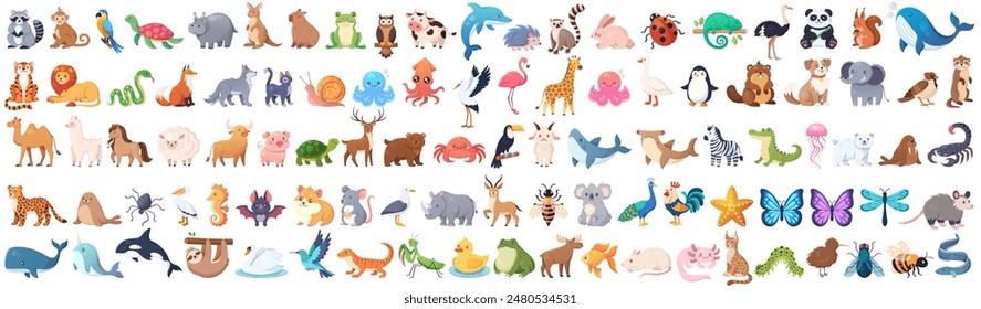 Big Set of animal cartoon vectors set