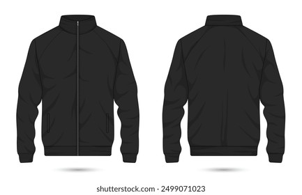 Black bomber jacket mockup front and back view