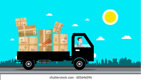 Warehouse Building Facade Truck Forklift Truck Stock Vector (Royalty ...