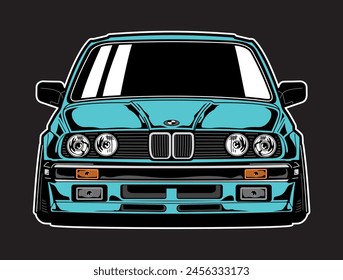 car vector artwork, bmw artwork vector, e30 transportation vector, vehicle, automotive illustration editable vector 