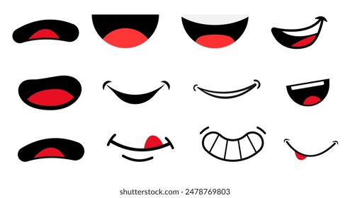 cartoon mouth Front lips cartoon character talking mouth and lips expressions vector