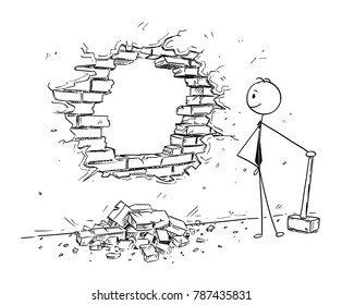 Break Through Brick Wall Stock Illustrations, Images & Vectors ...