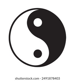 Classic  Yin Yang icon  symbol of  balance and harmony.  Vector set of black and white yin and yang symbols. Vector illustration