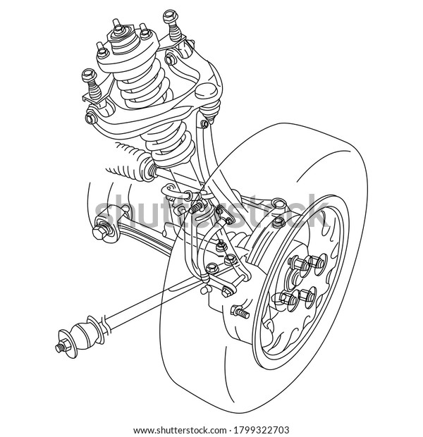 Close Car Automobile Suspension System Outline Stock Vector (Royalty ...