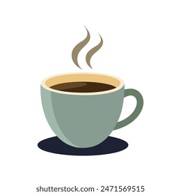 Coffee or tea cup mug evaporation vapour flat vector illustration