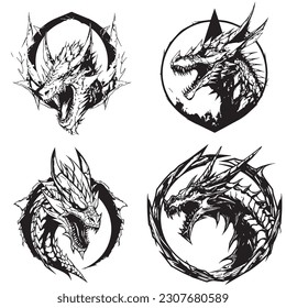 Dragon silhouette in a triangle-shaped circular mortal kombat logo