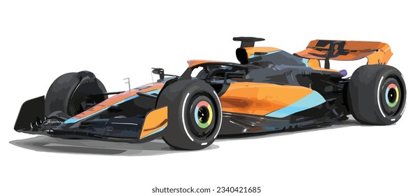 F1 3d race car icon transport jet logo sign sport auto racing symbol concept art design template vector isolated orange black turbo jet power hybrid white background race single seater