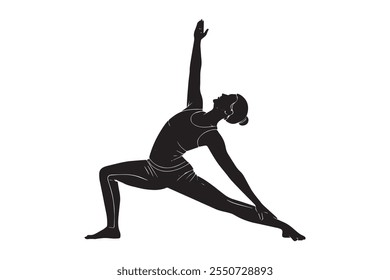  girl yoga silhouette vector On white Background