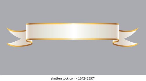 Gold and White Ribbon with Gray Background