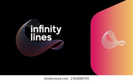 Gradient Infinity lines Logo design. infinity symbol making from lines concept logo design. Logo template. Infinity square logo, symbol, badges, icons, monogram, social media, logomark.