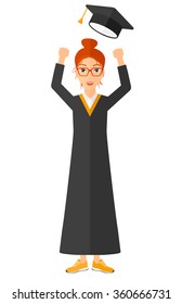 Graduate Throwing Her Hat Stock Vector (Royalty Free) 360666731 ...