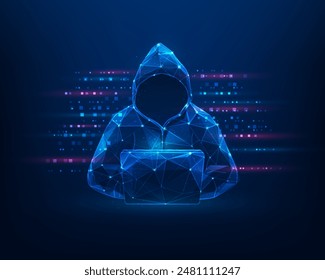 hacker scammer computer technology. cyber security concept. attack and data digital. dangers of internet theft. vector illustration fantastic hi-tech design.