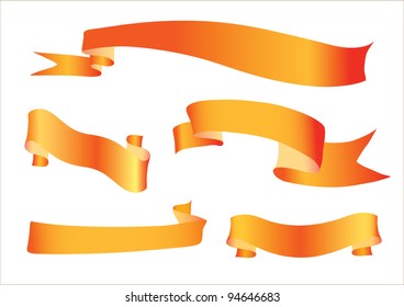 image of orange ribbons on a white background