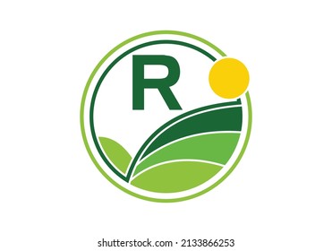 Initial R Monogram Alphabet Agriculture Agriculture Stock Vector ...