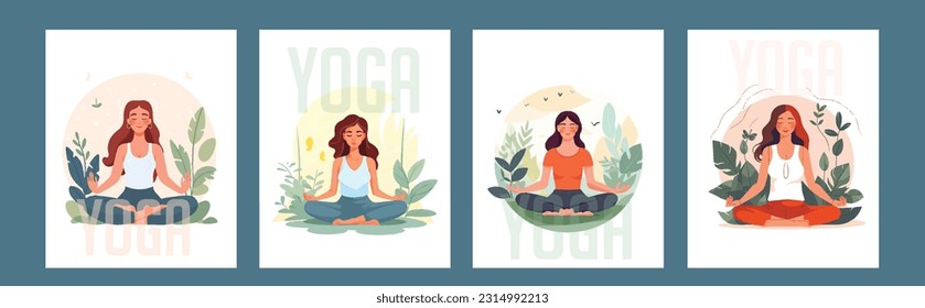 International Yoga Day. 21 June yoga day banner or poster with woman in lotus pose