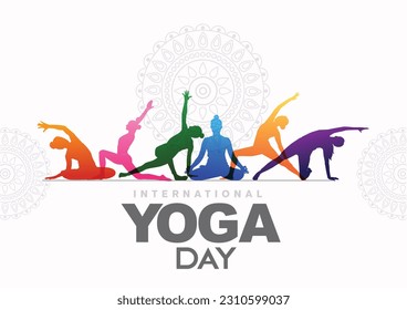 international yoga day. yoga body posture. group of Woman practicing yoga. vector illustration design	