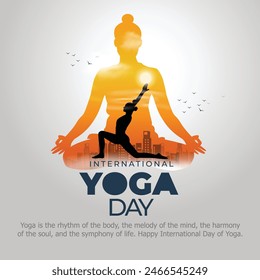 international yoga day. yoga body posture. Woman practicing yoga. vector illustration design