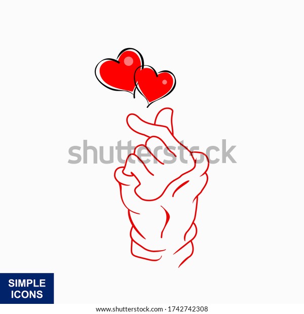 Korean Symbol Hand Finger Heart Isolated Stock Vector (Royalty Free ...