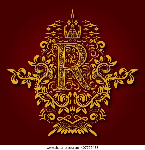 Letter R Heraldic Monogram Coats Arms Stock Vector (Royalty Free) 407777488