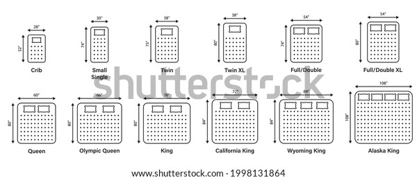 Mattress Sizes Bed Dimensions Dimension Measurements Stock Vector ...