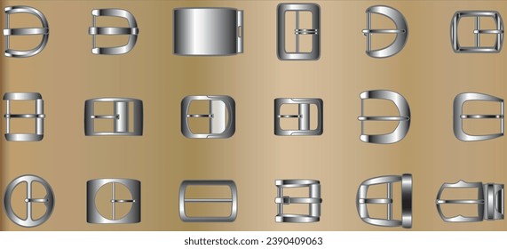 METAL BUCKLES FOR BELTS GARMENTS AND ACCESSORIES VECTOR ILLUSTRATION