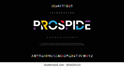 Modern abstract digital alphabet font. Minimal technology typography, Creative urban sport fashion futuristic font and with numbers. vector illustration