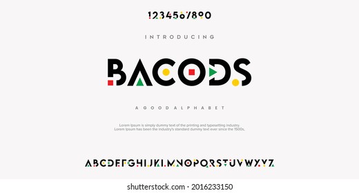 Modern abstract digital alphabet font. Minimal technology typography, Creative urban sport fashion futuristic font and with numbers. vector illustration