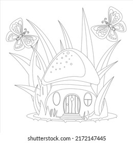 Mushroom Coloring Book Page Kids Adults Stock Vector (Royalty Free ...