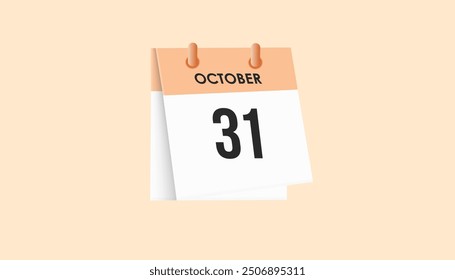 31 de octubre - calendario y planificador de tiempo. Recordatorio de icono de calendario diario. Ilustración vectorial.