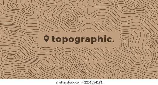 Outdoor pattern of topographic line map. Vector line pattern of wood rings countour. Outline pattern for outdoor concept templates. Contours of tree, concepts for geographic background.