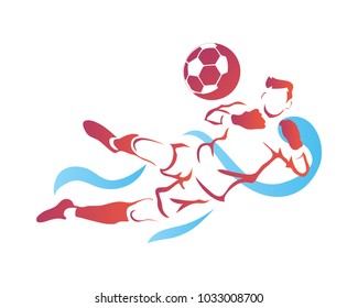 Football Player Action Logo Ball On Stock Vector (Royalty Free ...